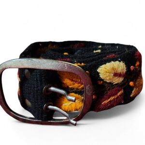 Jenny Kraus Leaf  Embroidered Black Belt Sz.L